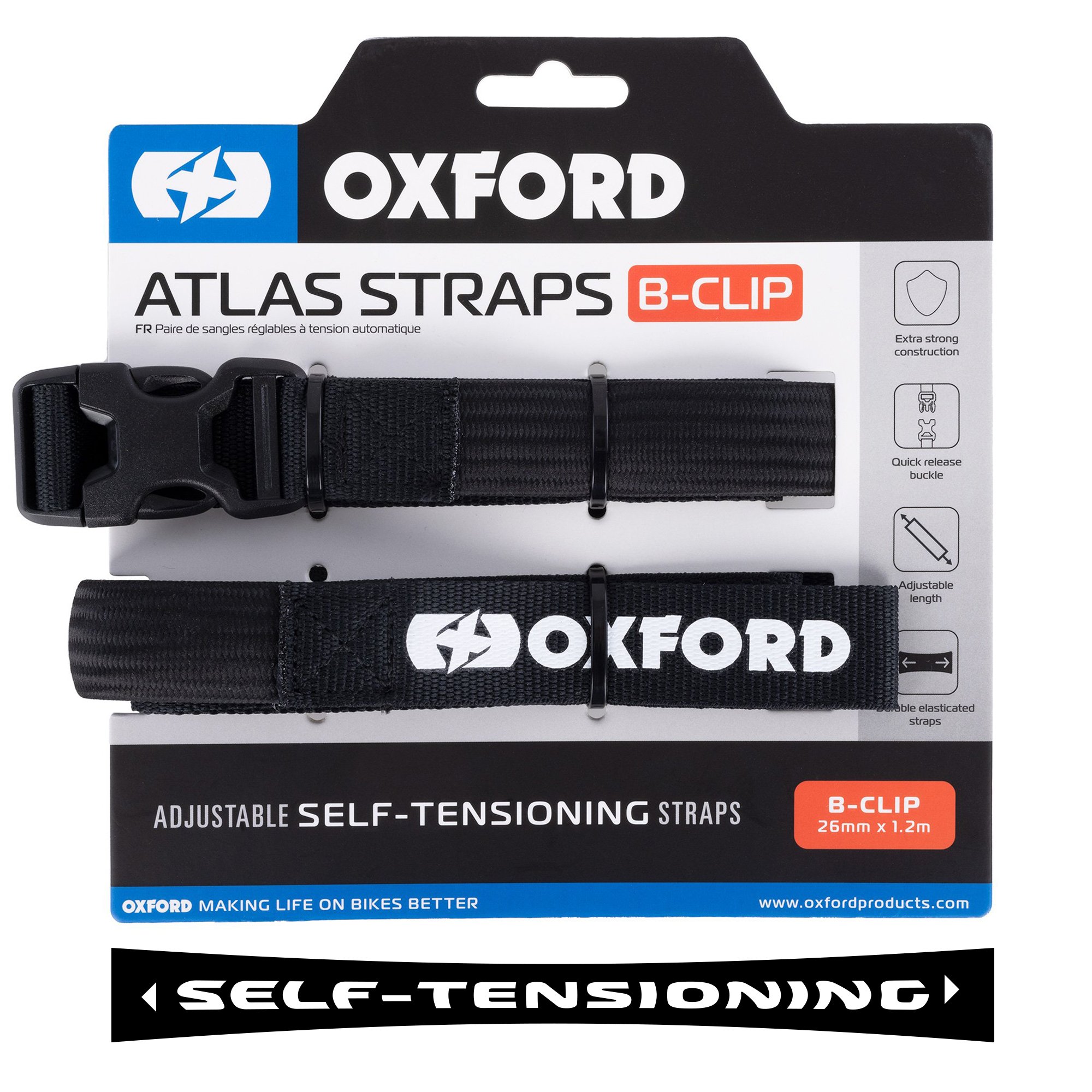 ΙΜΑΝΤΑΣ Oxford Atlas B-Clip 26mm x 1,2m (Pair) Black OX318